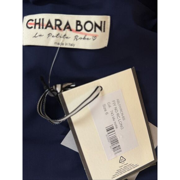 Chiara Boni La Petite Robe Norc Cocoon Collar Trumpet Gown Blue Notte Sz 6 - Picture 10 of 12